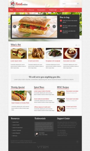 Кулинарный Joomla 3.0 шаблон VT Food + PSD