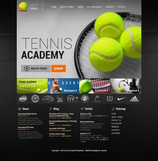 Спортивный шаблон HOT Tennis для Joomla 3.0