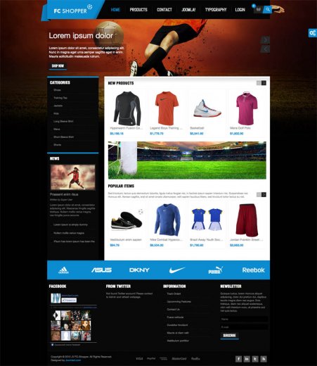 Магазин спортивных товаров - JV Shopper (Joomla 2.5)